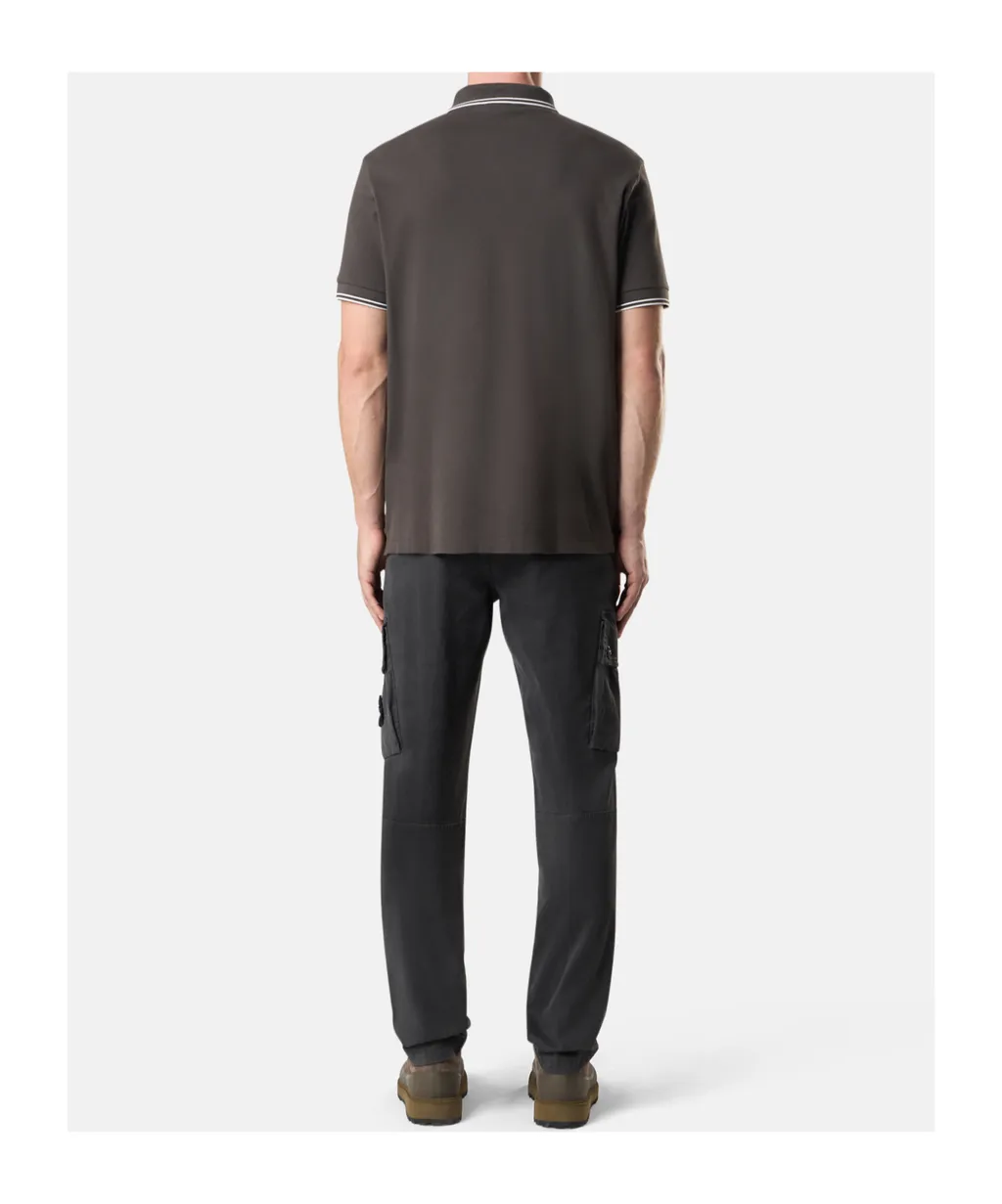 Stone Island Logo Patch Buttoned Polo Shirt