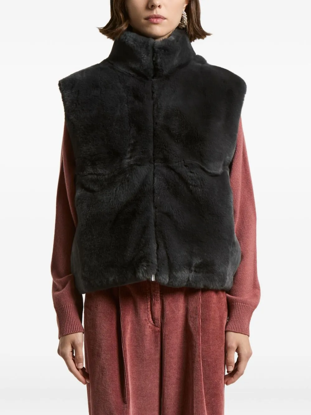 High-Neck Zip-Fastening Waistcoat