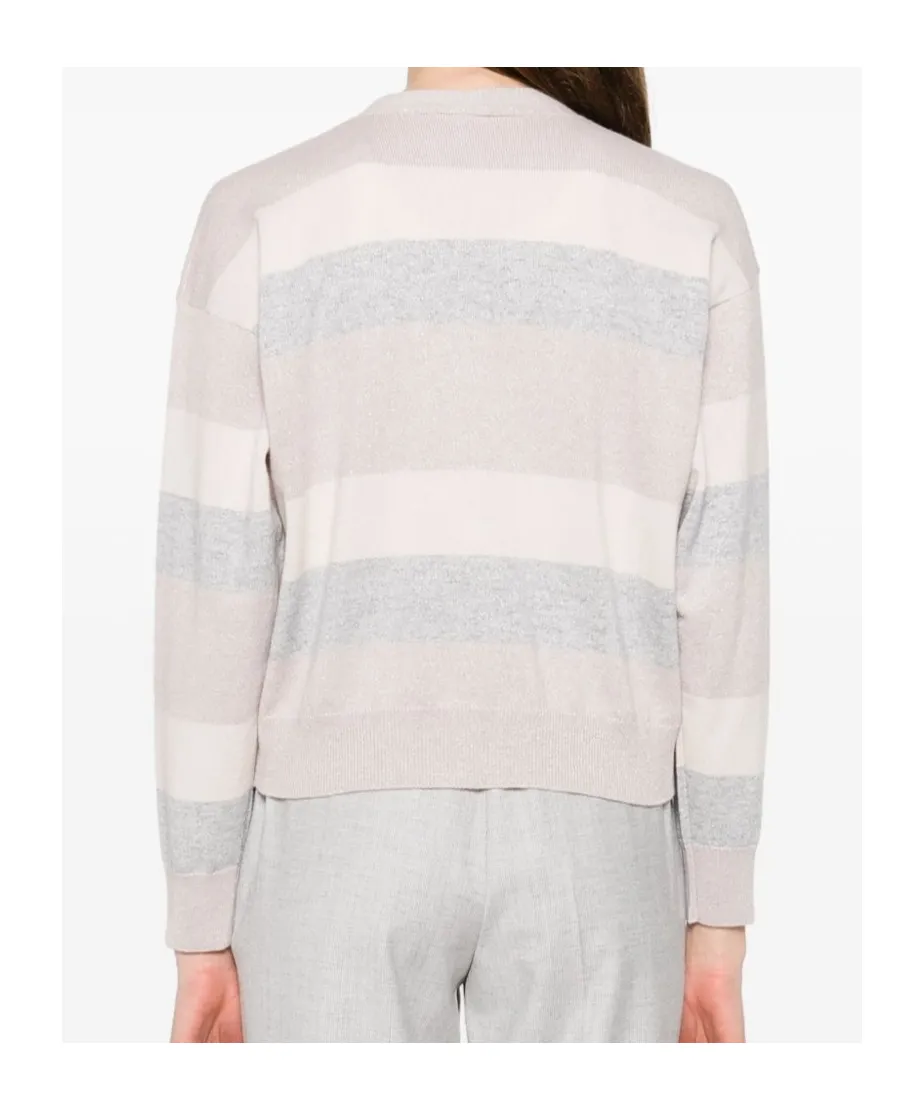 Peserico Striped Button-Front Cardigan