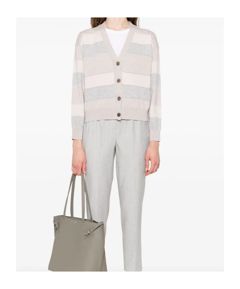 Peserico Striped Button-Front Cardigan