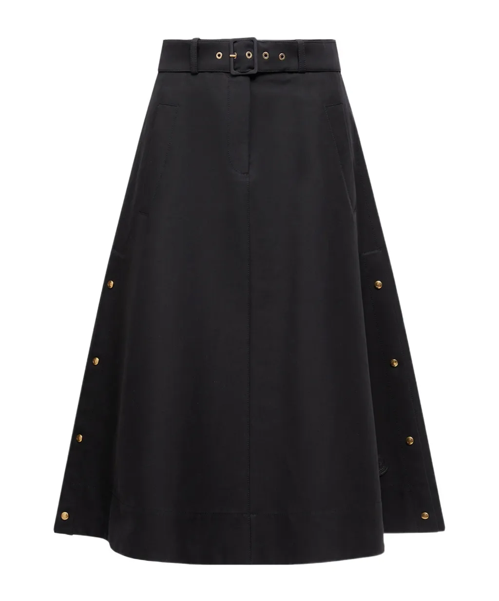 Moncler Logo Patch A-Line Midi Skirt