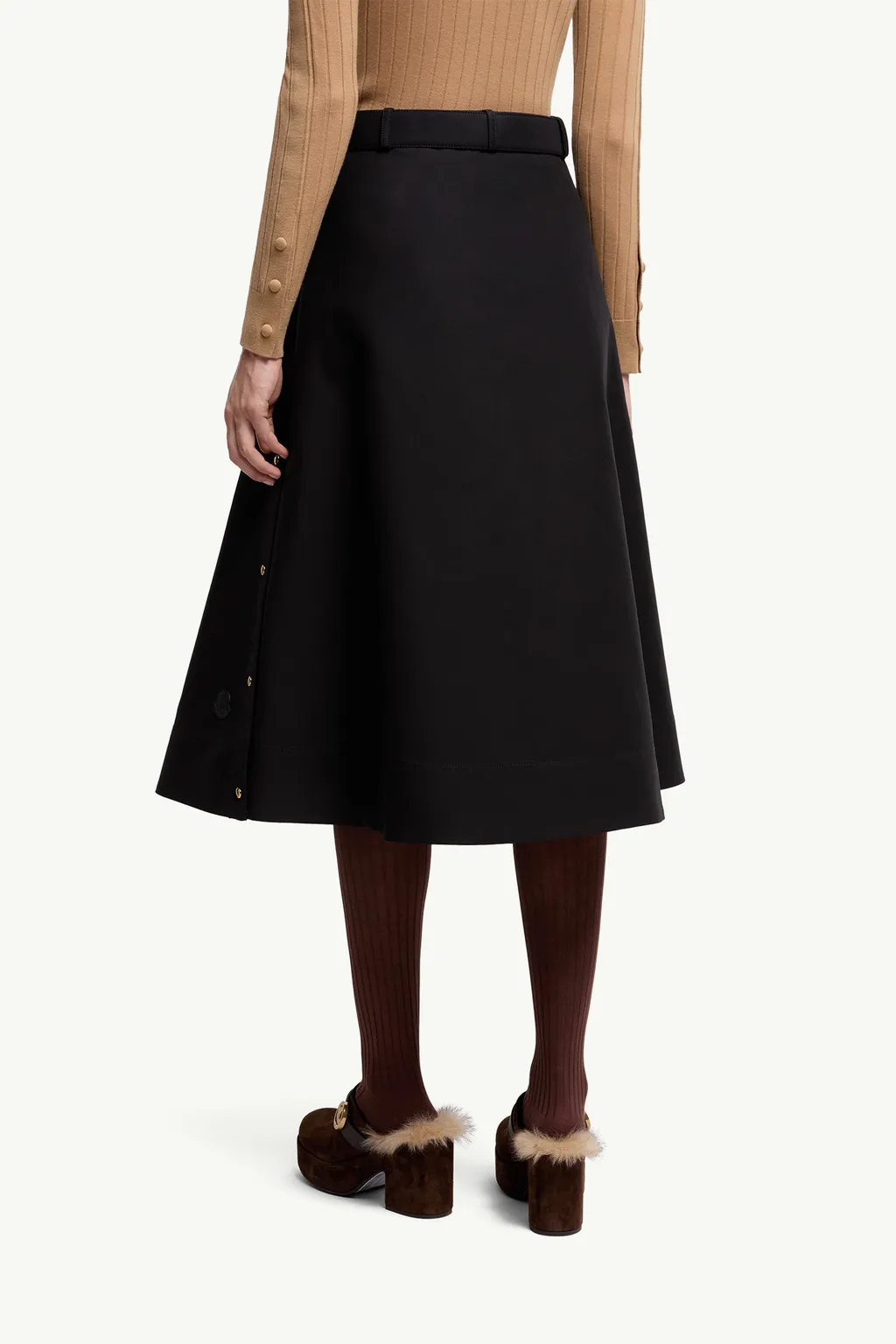 Moncler Logo Patch A-Line Midi Skirt