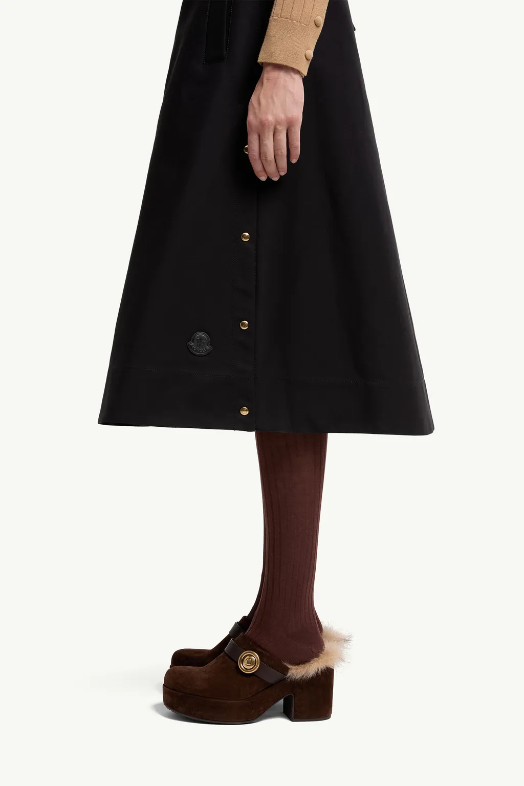 Moncler Logo Patch A-Line Midi Skirt