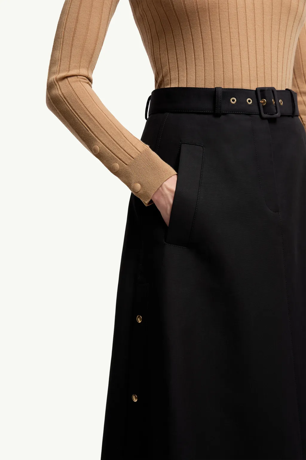 Moncler Logo Patch A-Line Midi Skirt