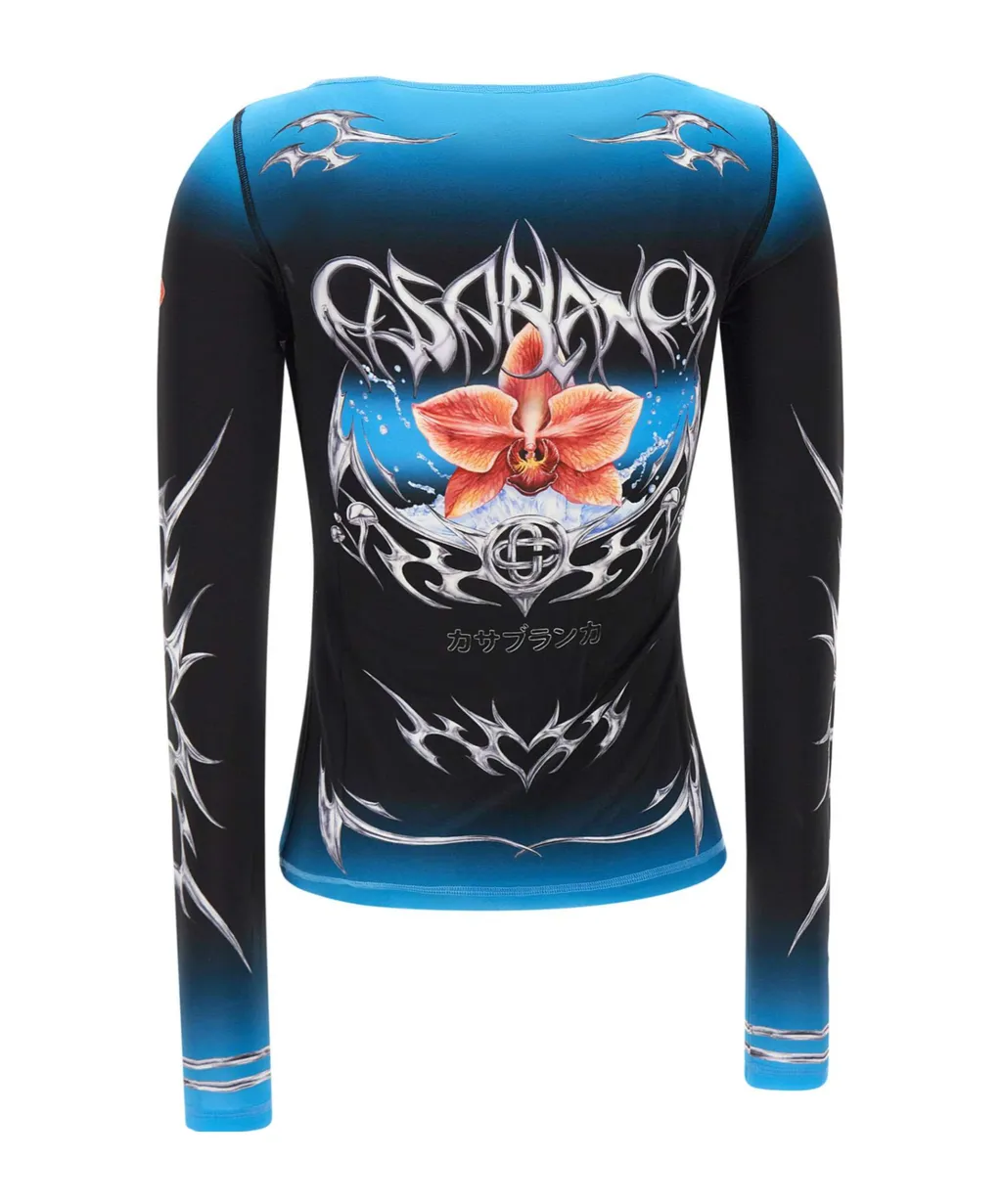 Casablanca Blades Slinky Jersey Long Sleeve Top