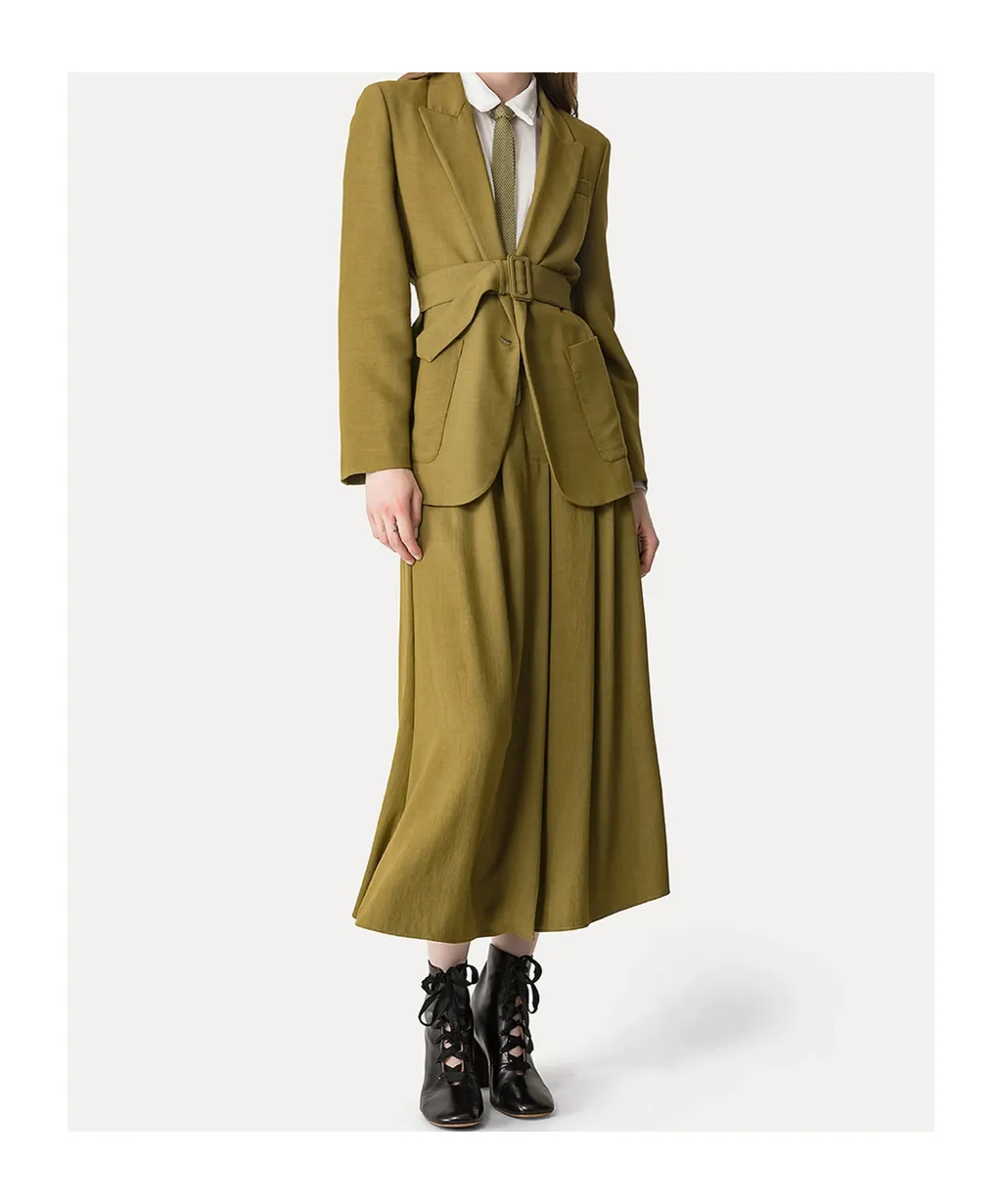 Jacket In Fluid Slub Canvas With A Belted Waist