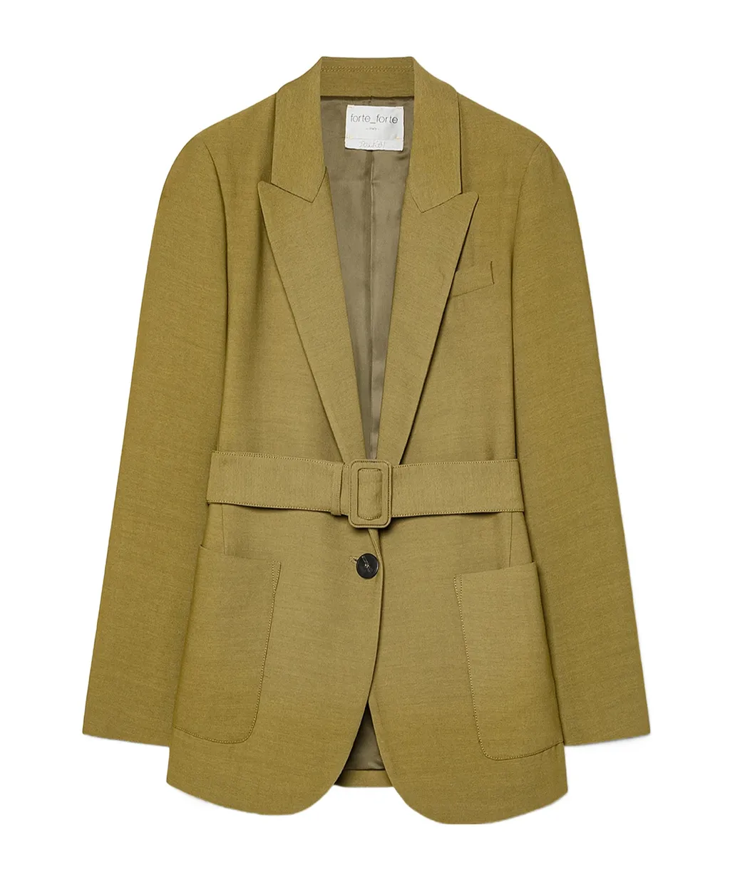 Jacket In Fluid Slub Canvas With A Belted Waist