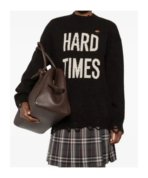 Distressed Crew-Neck Sweater