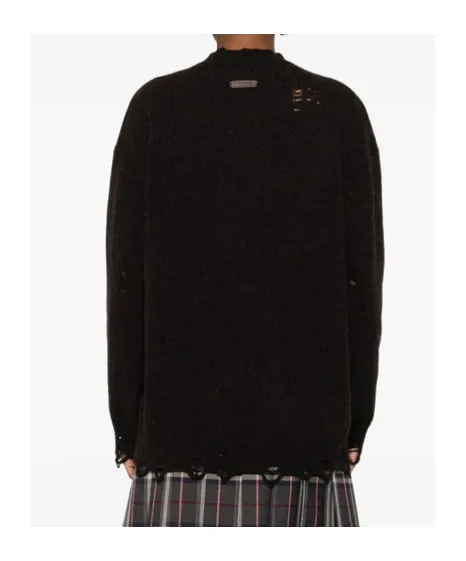 Distressed Crew-Neck Sweater