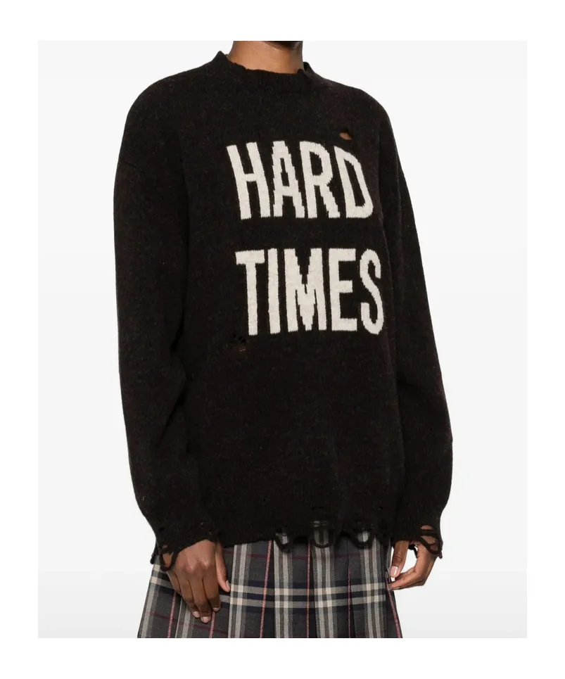 Distressed Crew-Neck Sweater