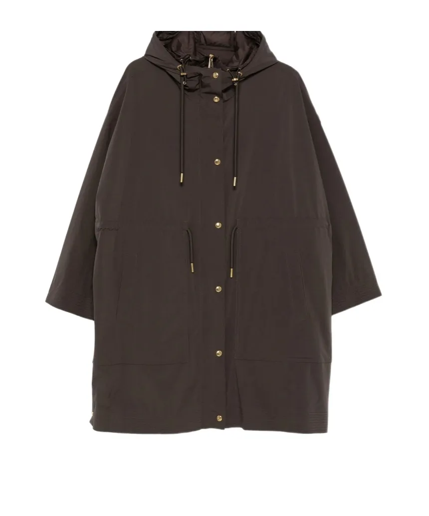 Drawstring-Waist Hooded Coat