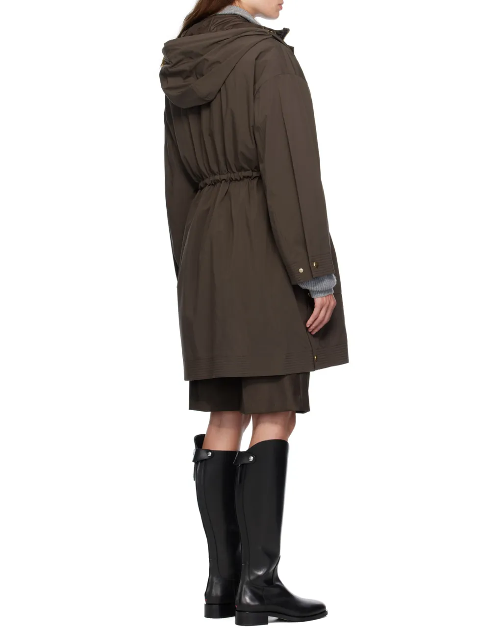 Drawstring-Waist Hooded Coat