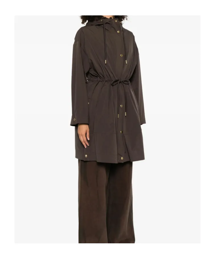 Drawstring-Waist Hooded Coat