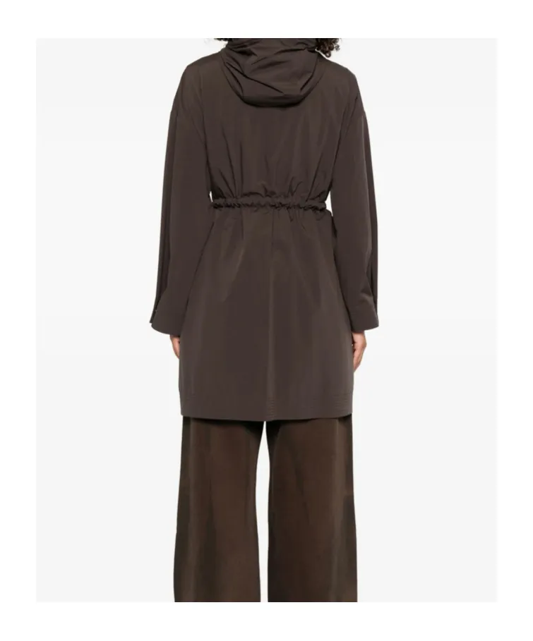 Drawstring-Waist Hooded Coat