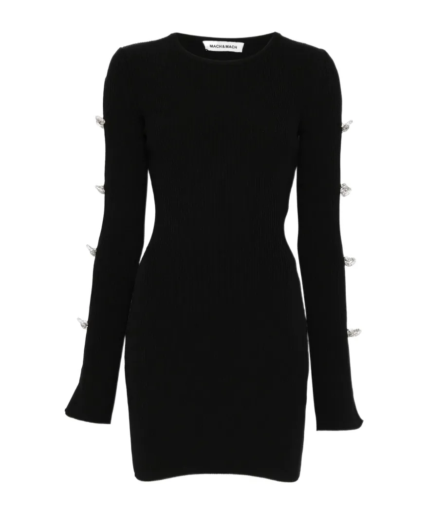 Mach & Mach Bow Detailed Knitted Dress