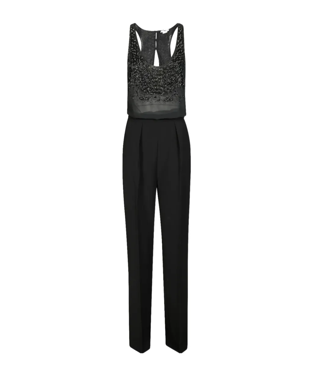 Elisabetta Franchi Georgette CrÊPe Embellished Jumpsuit