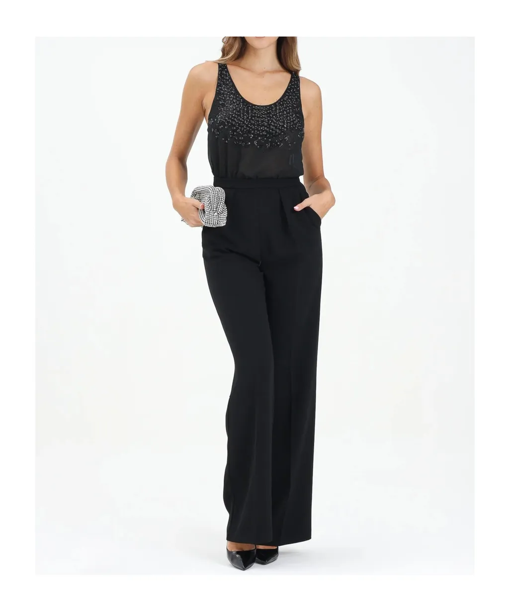 Elisabetta Franchi Georgette CrÊPe Embellished Jumpsuit