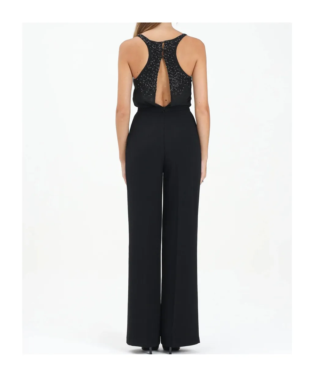 Elisabetta Franchi Georgette CrÊPe Embellished Jumpsuit