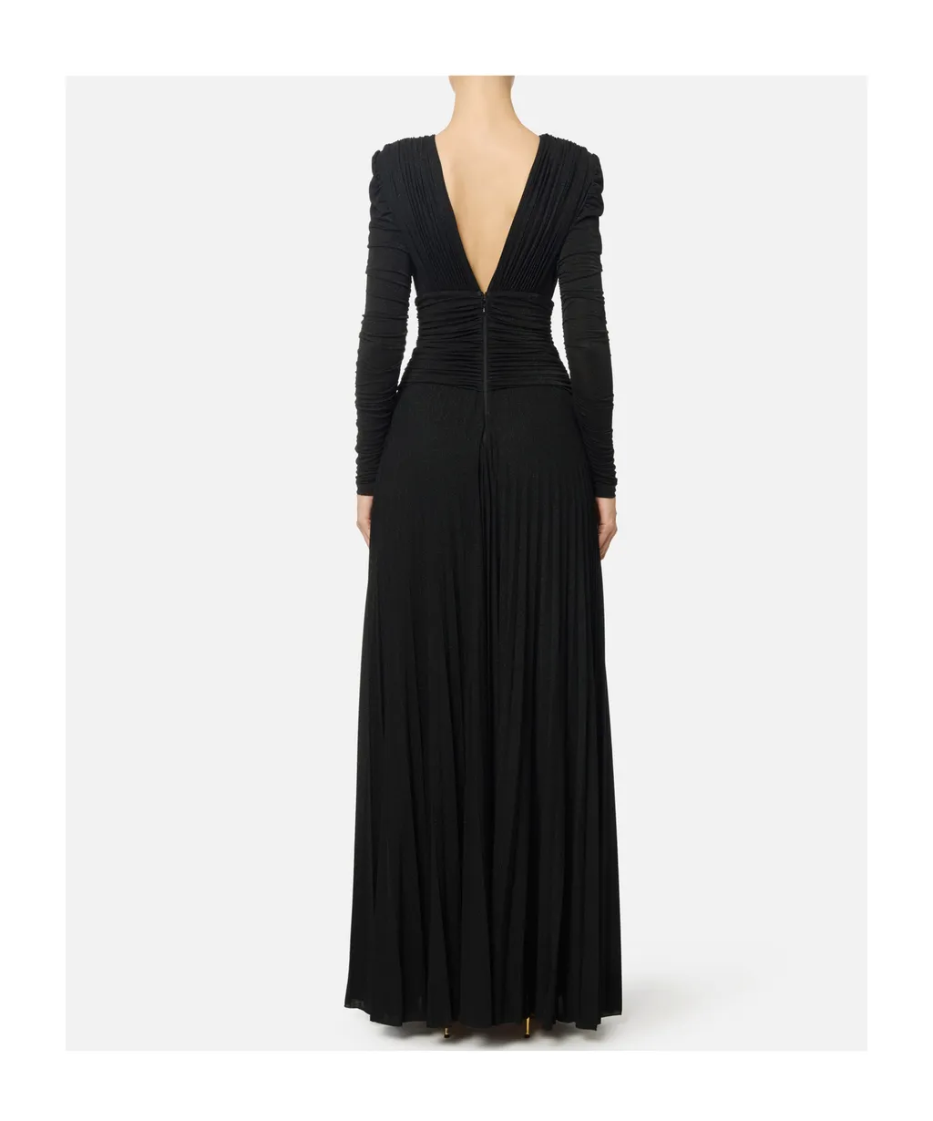 Pleated Chain-Embellished Long Dress