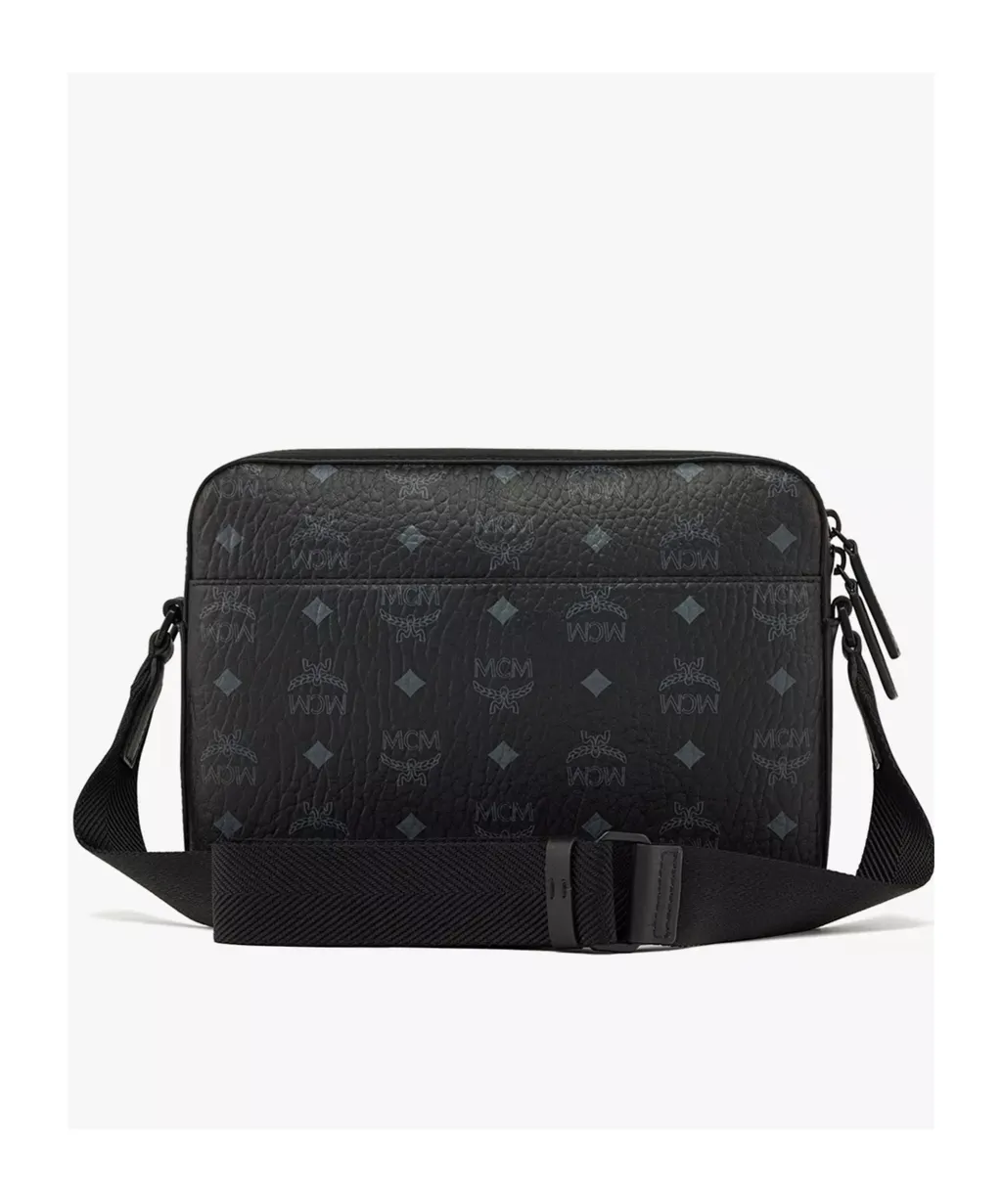 Mcm All-Over Logo Printed Zip-Up Messenger Bag