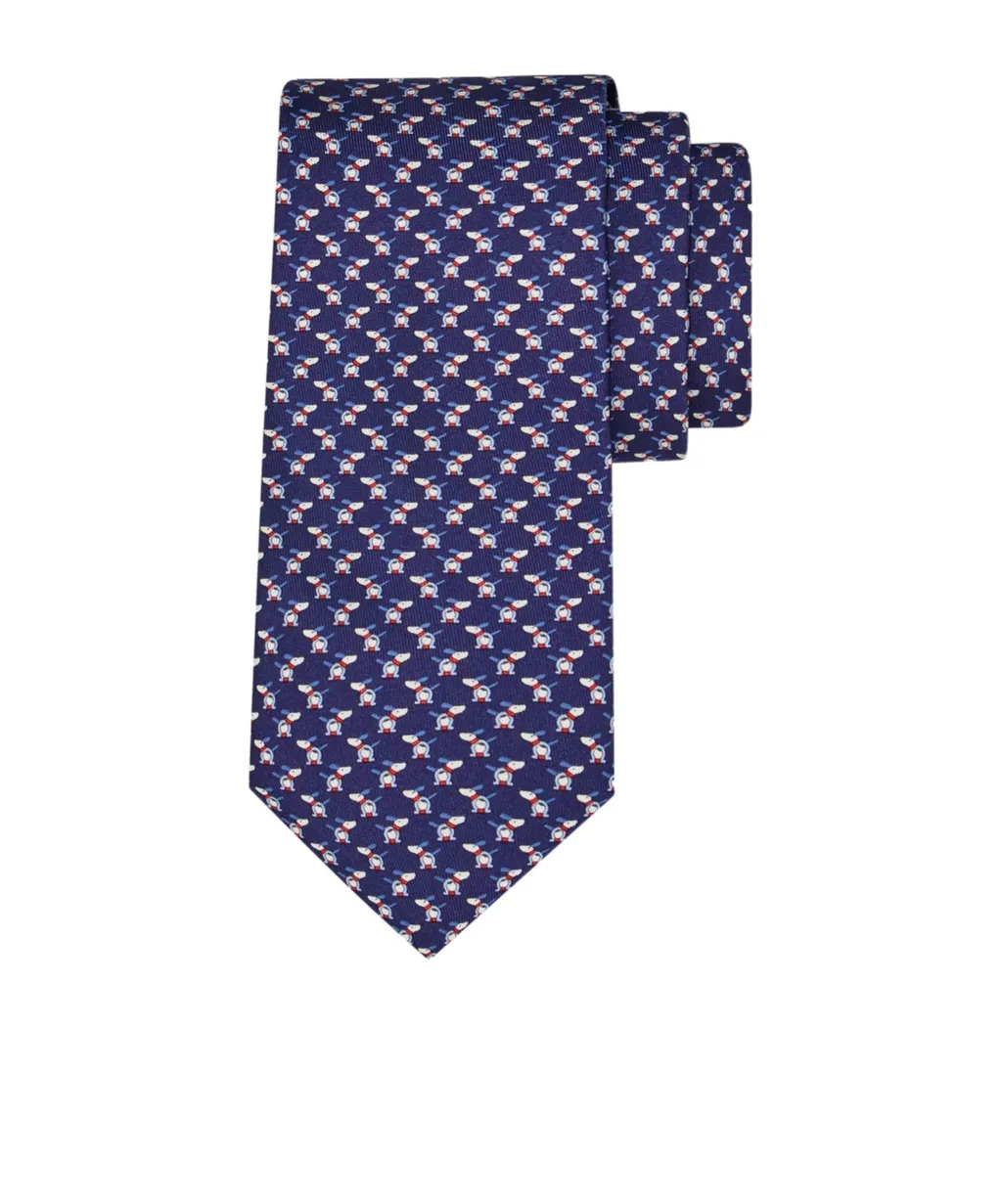 Puppy And Gancios Print Silk Tie