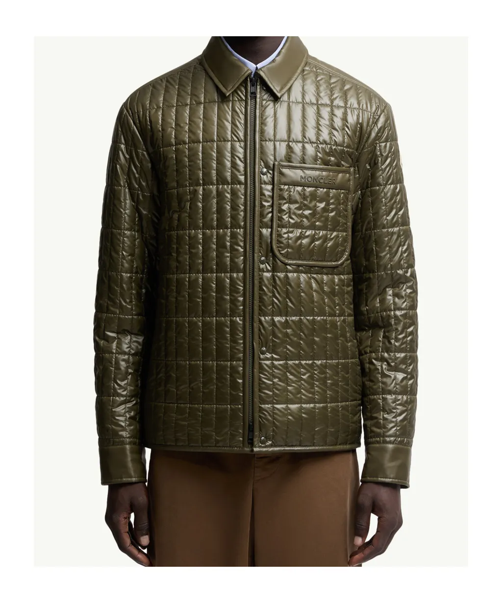 Moncler Madiere Vertical-Quilted Padded Shirt Jacket