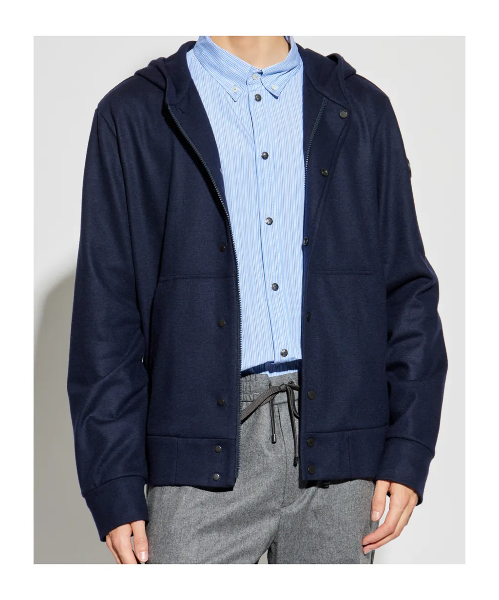 Moncler Logo Patch Button-Up Hoodie
