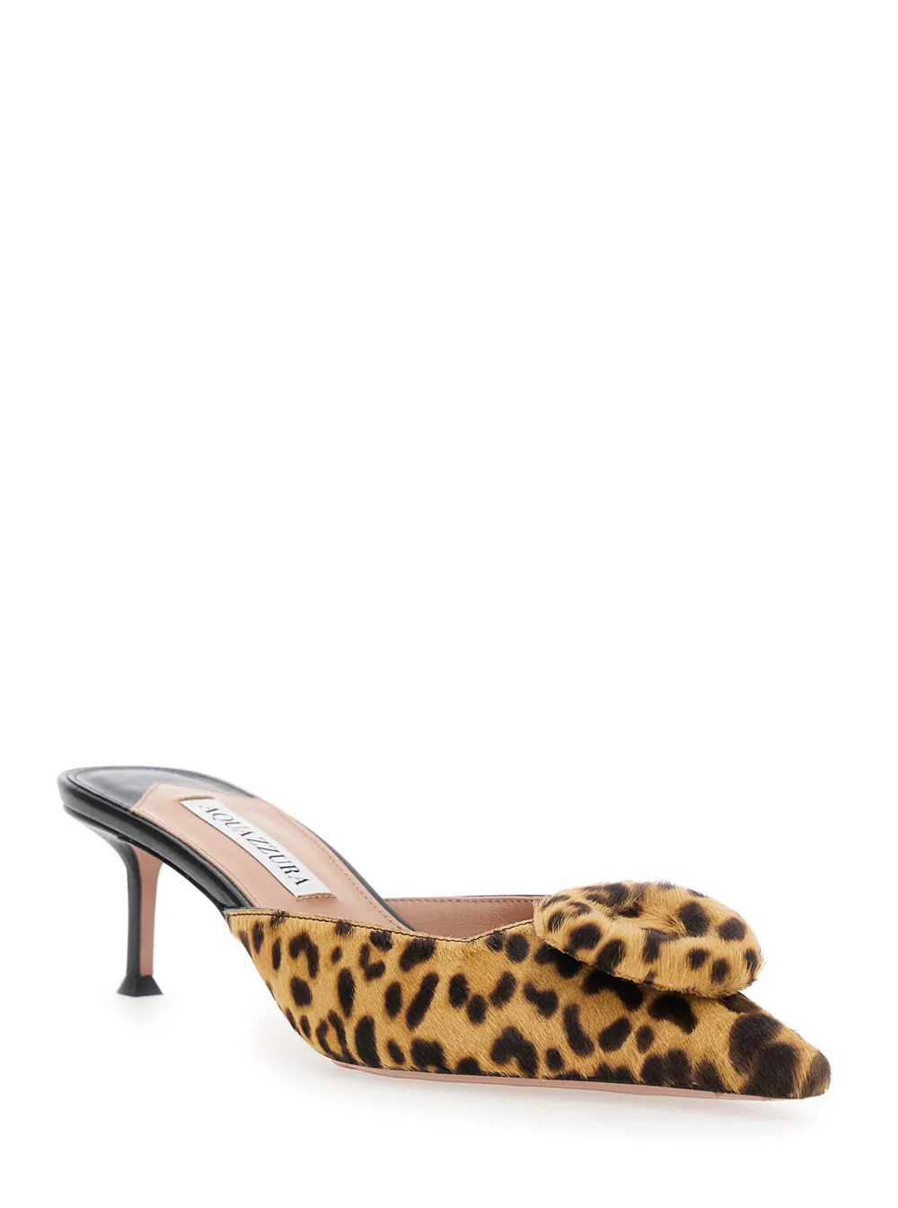50Mm The Hoop Leopard-Print Bow Mules
