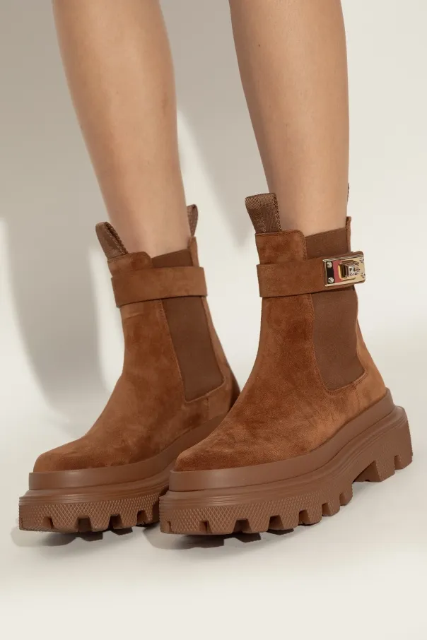 Dolce & Gabbana Dg Logo Plaque Ankle Boots