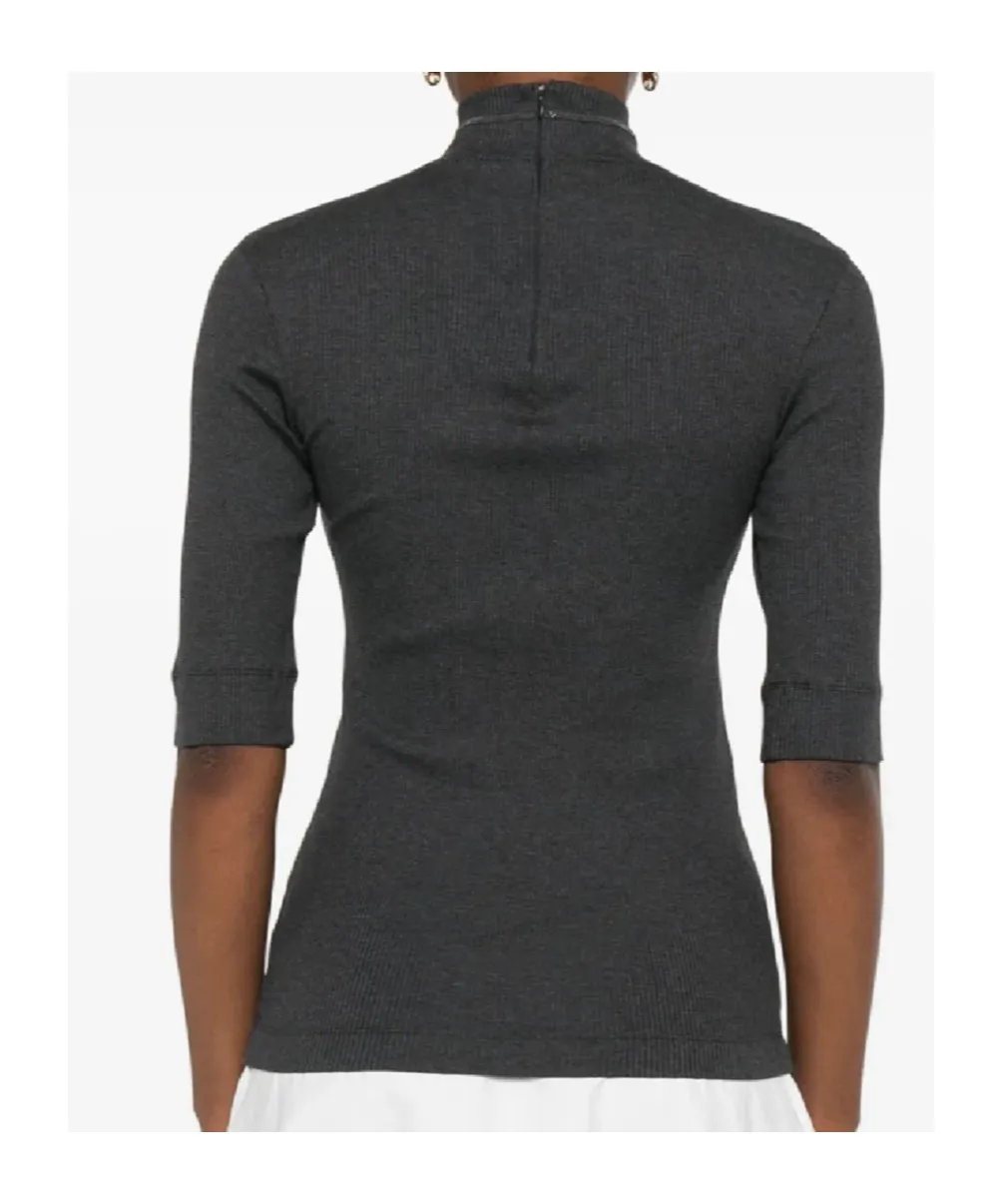 High-Neck Ribbed Top