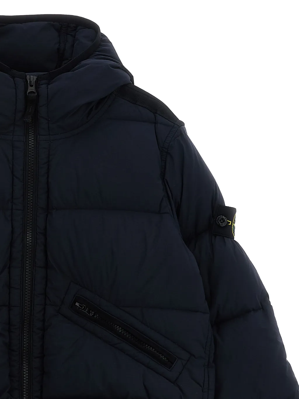 Stone Island Junior Logo Patch Hooded Down Jacket