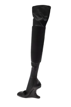 Rick Owens Cantilever Square Toe Above-Knee Boots
