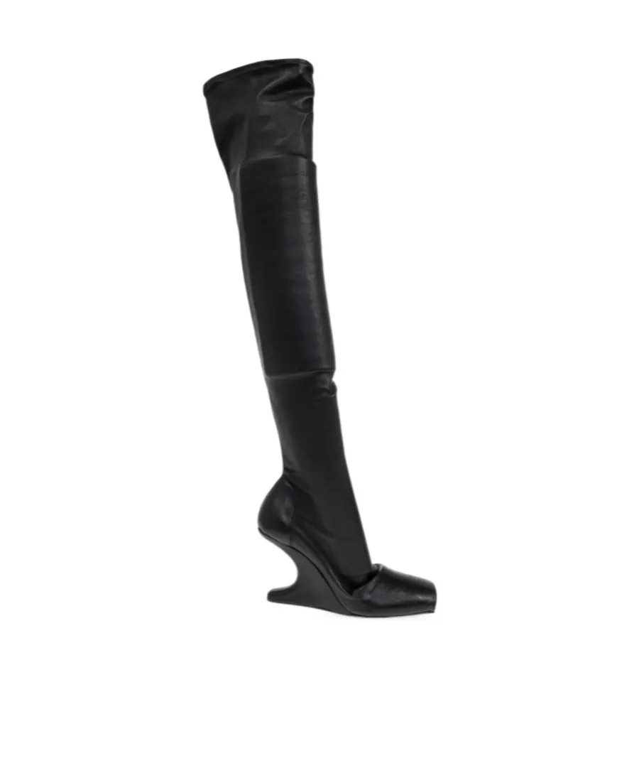 Rick Owens Cantilever Square Toe Above-Knee Boots