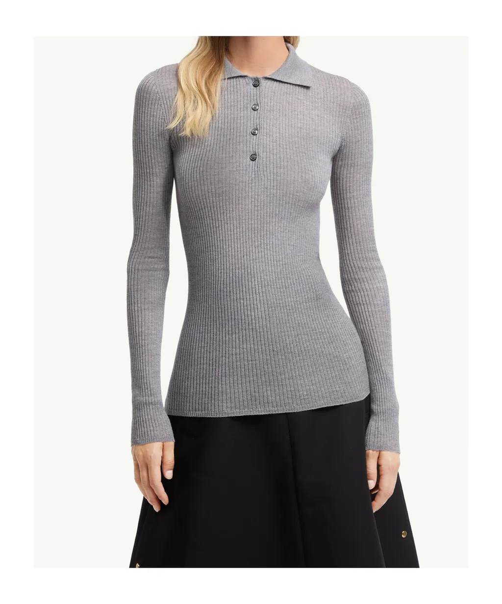 Moncler Button Detailed Long-Sleeved Polo Shirt