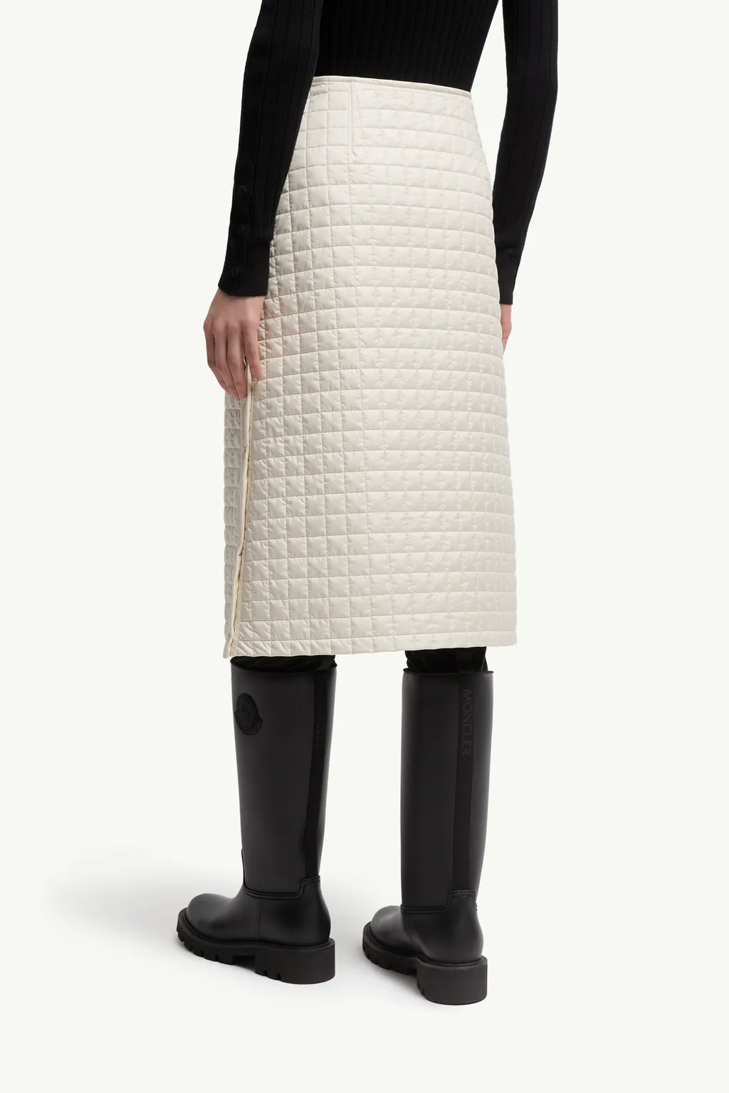 Moncler Square-Quilted Padded Midi Skirt