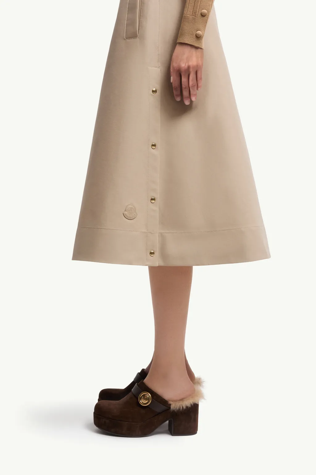 Moncler Logo Patch A-Line Midi Skirt