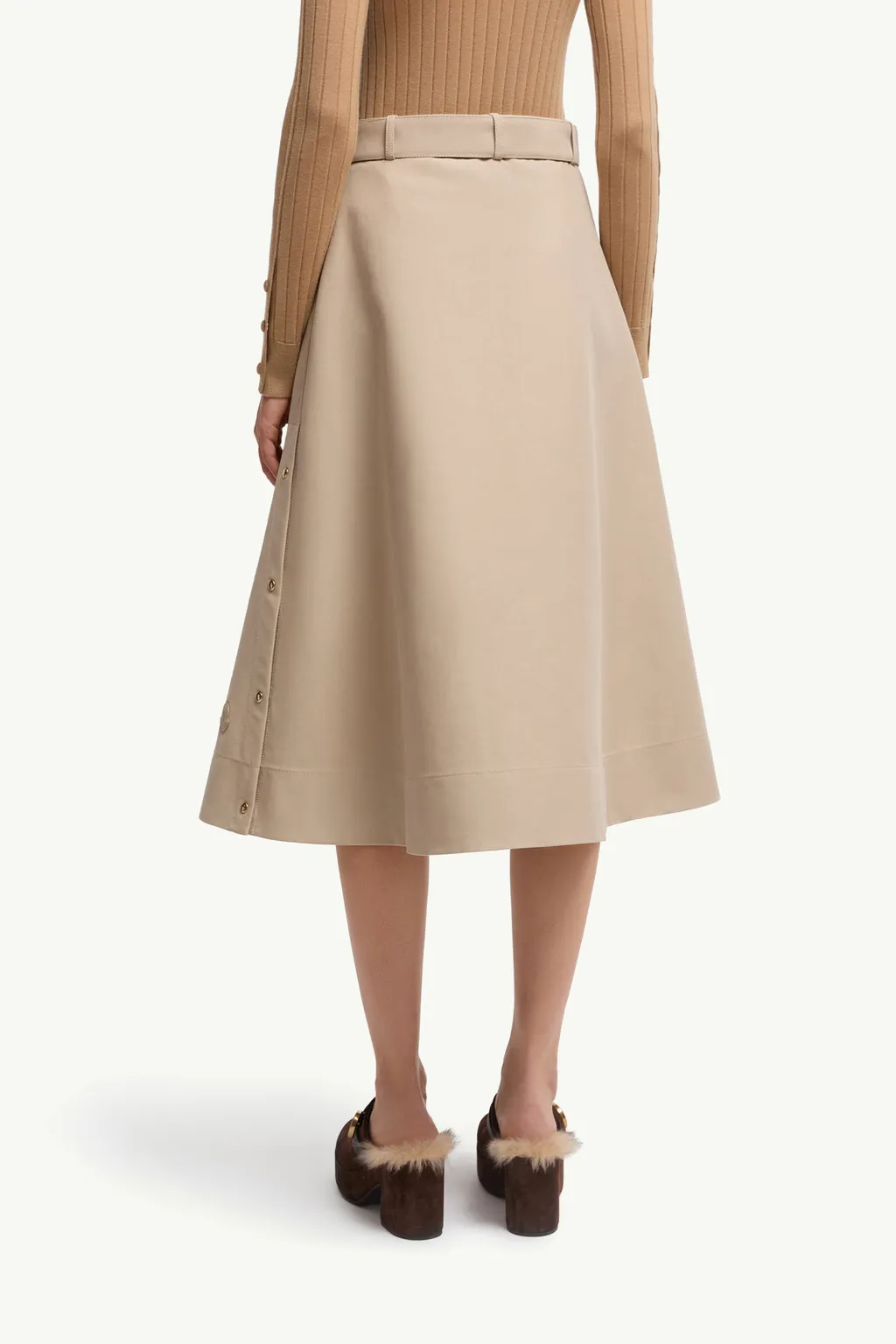 Moncler Logo Patch A-Line Midi Skirt