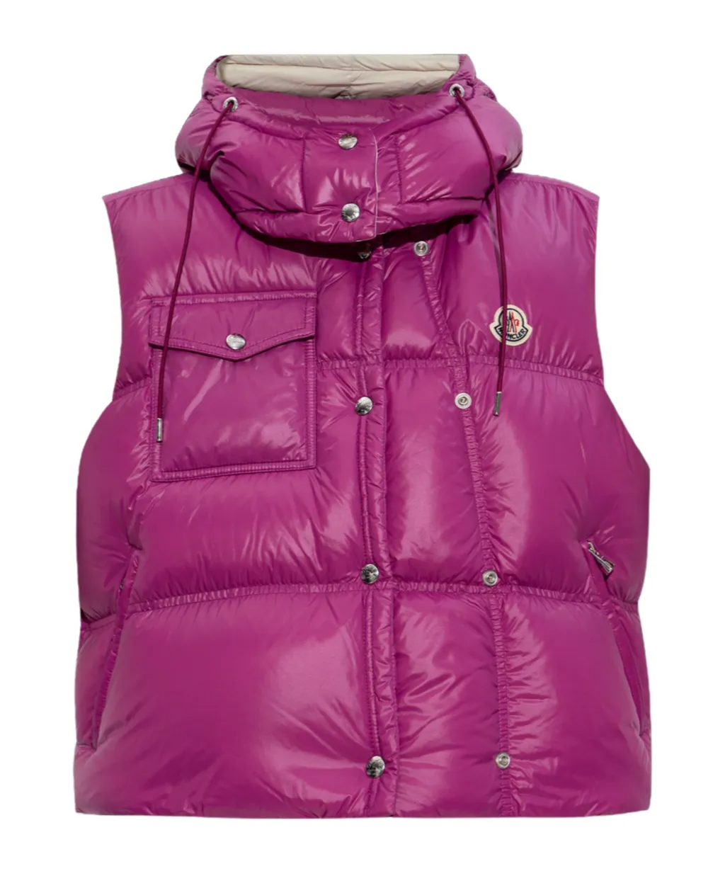 Moncler Pario Logo Patch Hooded Padded Vest