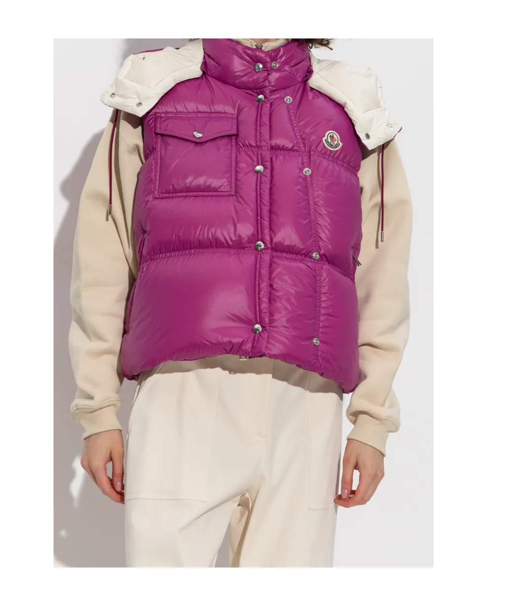 Moncler Pario Logo Patch Hooded Padded Vest
