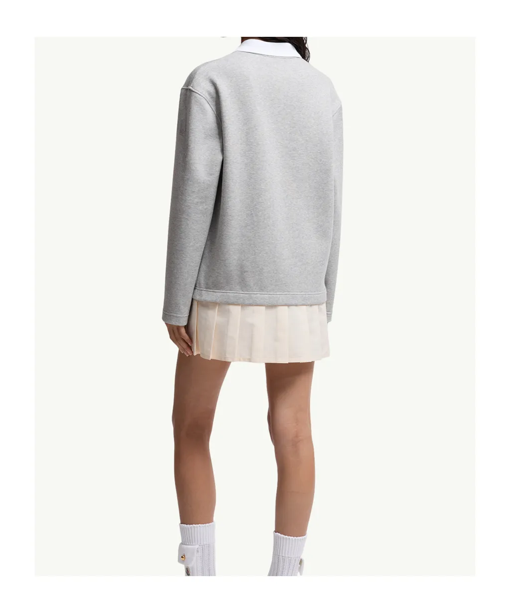 Moncler Pleated Logo Patch Long-Sleeved Polo Dress