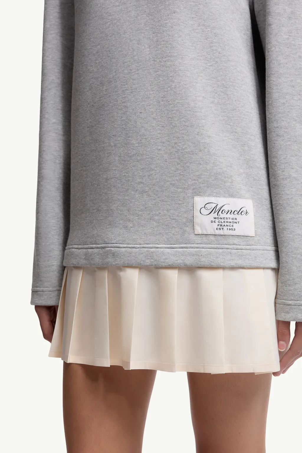 Moncler Pleated Logo Patch Long-Sleeved Polo Dress