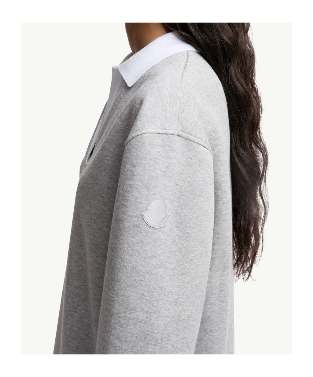 Moncler Pleated Logo Patch Long-Sleeved Polo Dress