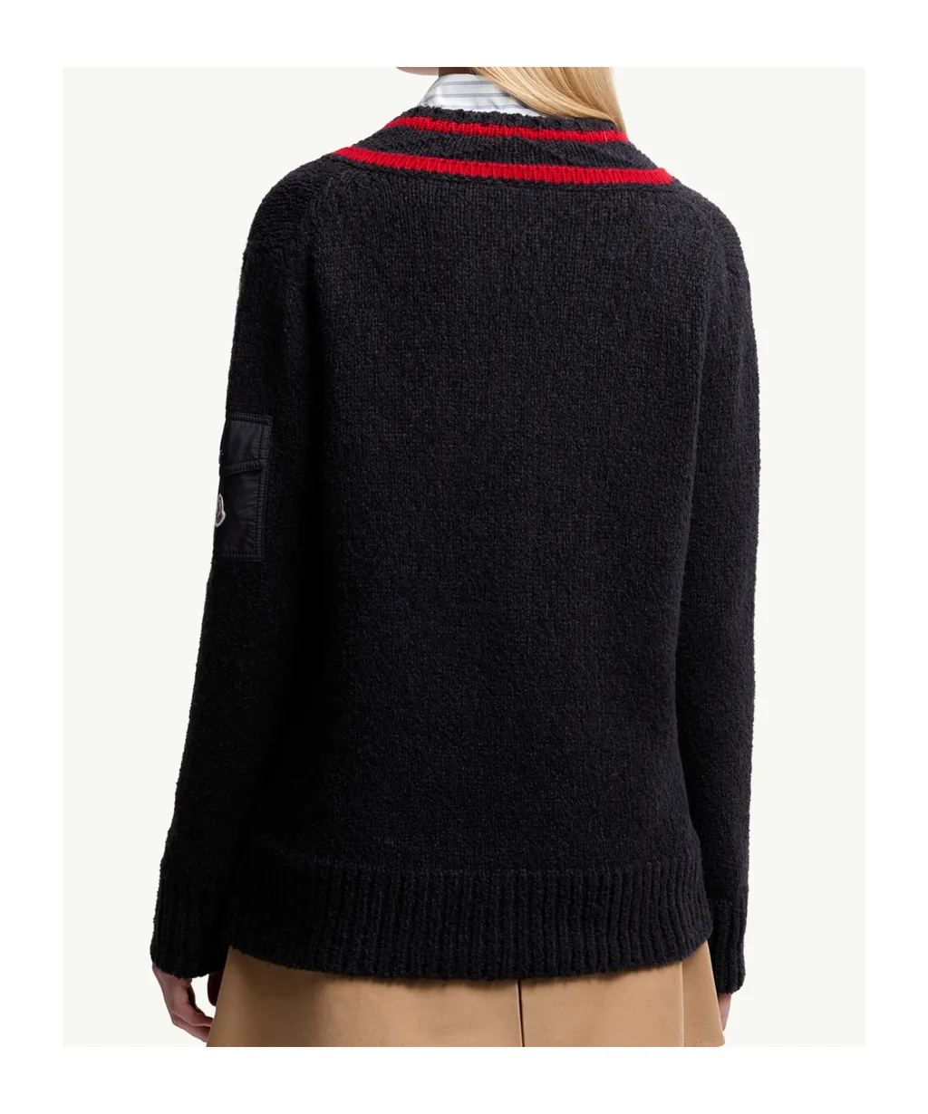 Moncler V-Neck Long Sleeved Sweater