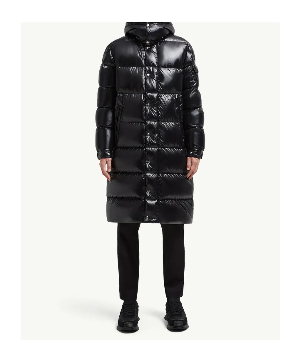 Hanoverian Hooded Square-Quilted Long Down Jacket