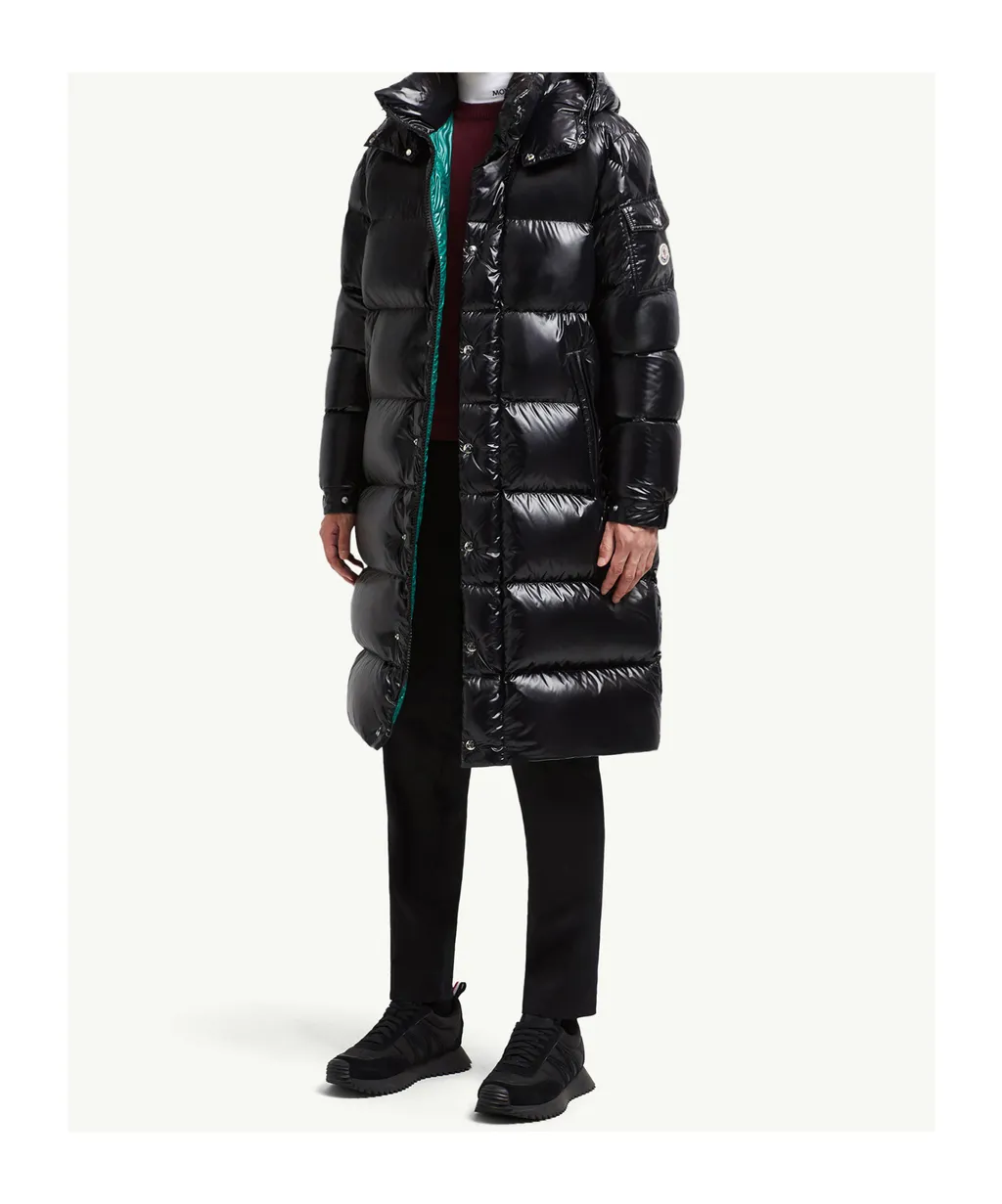 Hanoverian Hooded Square-Quilted Long Down Jacket