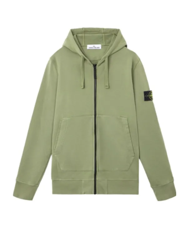 Stone Island Logo Patch Zip-Up Hoodie