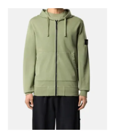 Stone Island Logo Patch Zip-Up Hoodie