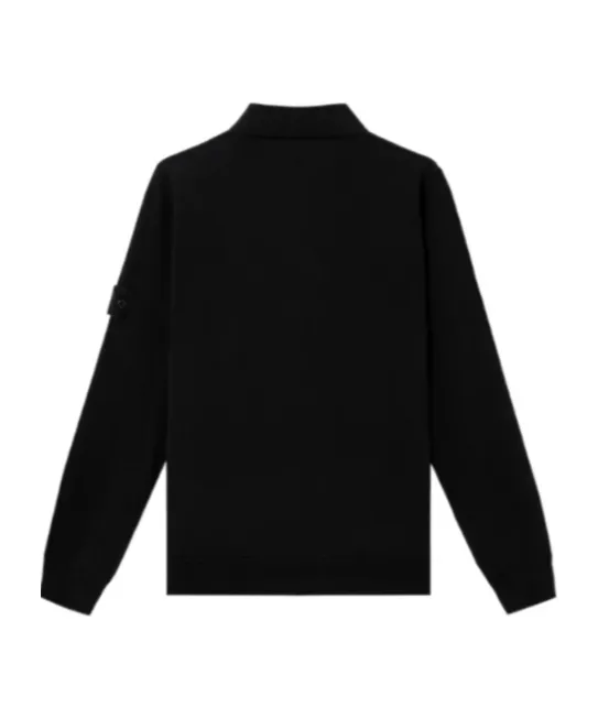 Stone Island Logo Patch Long Sleeved Polo Shirt