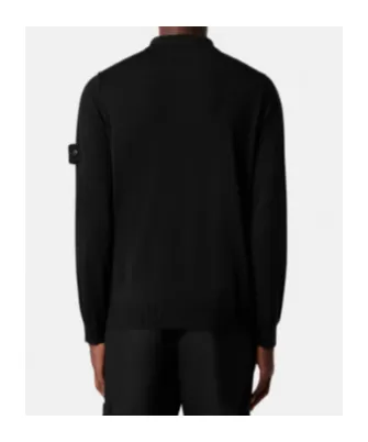 Stone Island Logo Patch Long Sleeved Polo Shirt