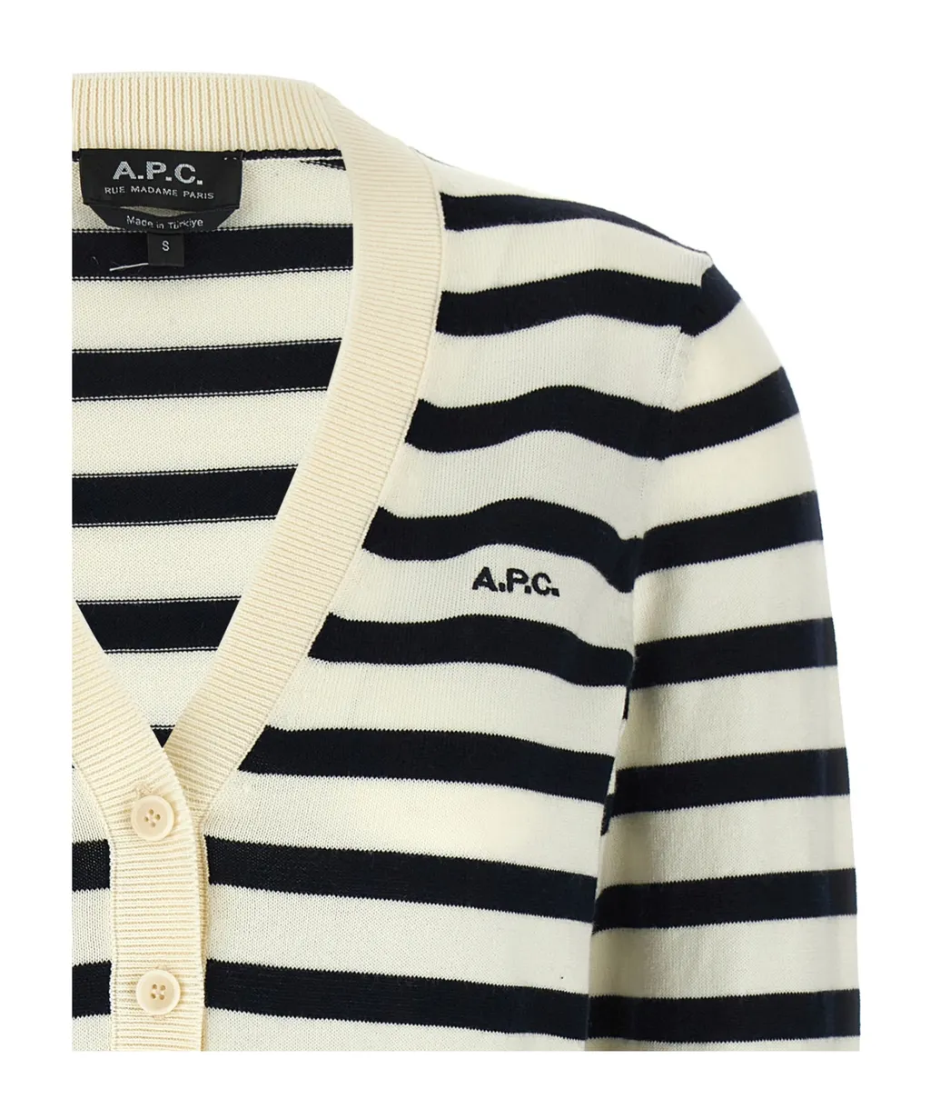A.P.C. Gaelle Striped Knit Cardigan